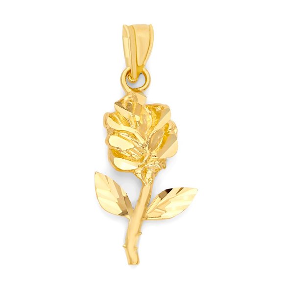 10k Gold Rose Pendant Flower Jewelry Floral Gift